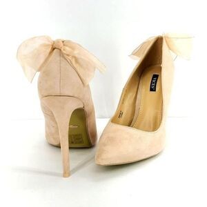 Stiletto High Heel Shoes - VICES Stilettos Light Pink Suede Heels w/ Bows - 8.5